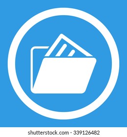 Document Folder vector icon. Style is flat rounded symbol, white color, rounded angles, blue background.