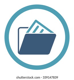 Document Folder vector icon. Style is bicolor flat rounded symbol, cyan and blue colors, rounded angles, white background.