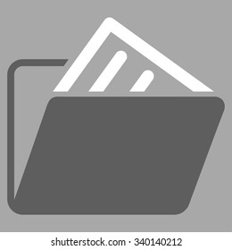 Document Folder vector icon. Style is bicolor flat symbol, dark gray and white colors, rounded angles, silver background.