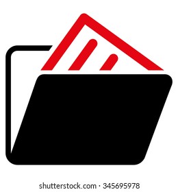 Document Folder vector icon. Style is bicolor flat symbol, intensive red and black colors, rounded angles, white background.