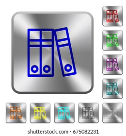 Document folders engraved icons on rounded square glossy steel buttons