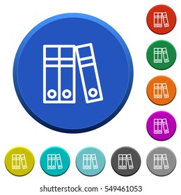 Document folders round color beveled buttons with smooth surfaces and flat white icons