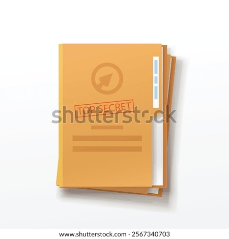 document folders in stack with secret stamp