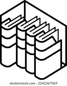 Document folders taken one in the bookshelf Outline Icon