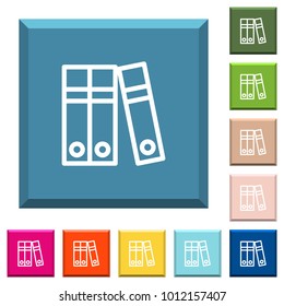 Document folders white icons on edged square buttons in various trendy colors