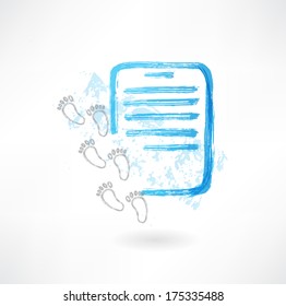 document and footprints grunge icon