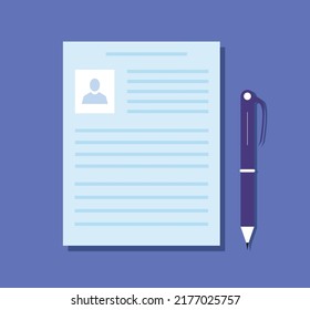 Document Form Paper List With Pen Illustration Resume Job CV Identification Business Office Icon
