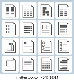 conjunto de formularios de documento, conjunto de iconos de diseño de documento