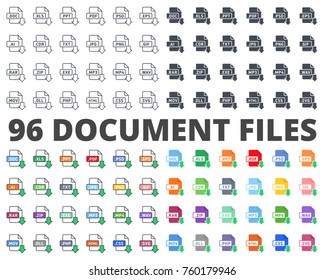 Document Format File Download flat silhouette colored line