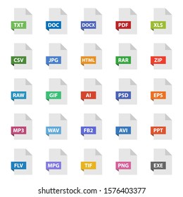 document format vector sign set, file flat icons