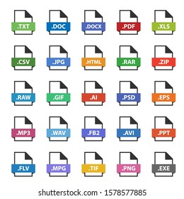 document format vector sign set, file flat icons