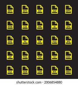 document format vector sign set, file flat icons