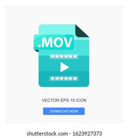 Document Formats .MOV File Paper Blue Sky Tone Color Flat Icon Vector Illustration White Background