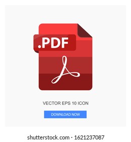 Document Formats .PDF File Paper Red Tone Color Flat Icon Vector Illustration White Background