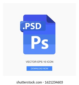 Document Formats .PSD File Paper Blue Tone Color Flat Icon Vector Illustration White Background