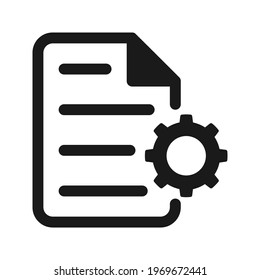 Documento con el icono de engranaje. Ilustración vectorial. Color editable