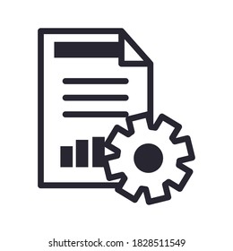 Document and gear line style icon design, Data archive and information theme Vector illustration