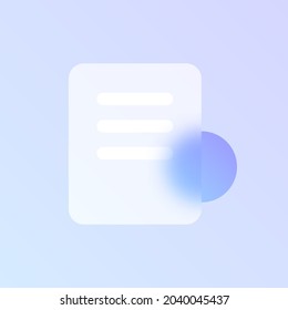 document glass morphism trendy style icon. document file color vector icon with blur, transparent glass and purple gradient. for web and ui design, mobile apps and promo business polygraphy