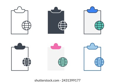 Document with a Globe icon collection with different styles. Documents symbol vector illustration isolated on white background