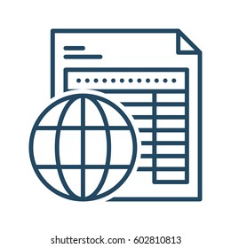 Document with Globe vector icon in meaning International Report