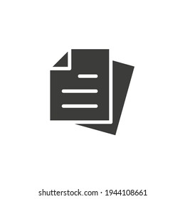 Document glyph icon. Simple solid style. Note, information, paper, sheet, pictogram, contract, copy concept. Page file, list text vector illustration isolated for web design. EPS 10.