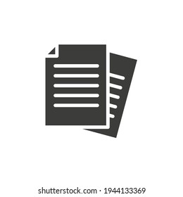 Document glyph icon. Simple solid style. Note, information, paper, sheet, pictogram, contract, copy concept. Page file, list text vector illustration isolated for web design. EPS 10.