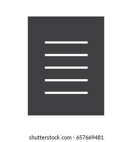 Document glyph icon. Text page silhouette symbol. New file. Negative space. Vector isolated illustration