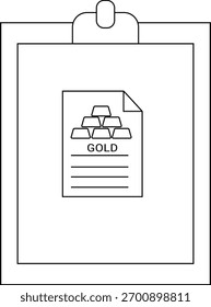 A document with a GOLD label and gold bar graphics displayed on a clipboard