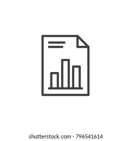 Document graph line icon, outline vector sign, linear style pictogram isolated on white. Schedule report symbol, logo illustration. Editable stroke