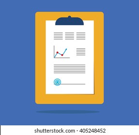 Document with graph on clipboard vector illustration.