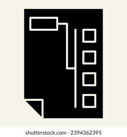 Document with graph solid icon. Paper with chart vector illustration isolated on white. Plan glyph style design, designed for web and app. Eps 10