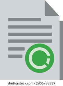 Document with green circular recycle arrow symbol gray white lines paper