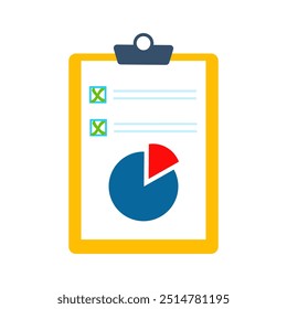 Document with green crosses. Checklist icon set with graph on white background