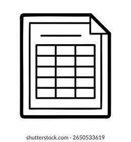 Um documento com uma tabela de grade e um canto dobrado em uma folha de papel