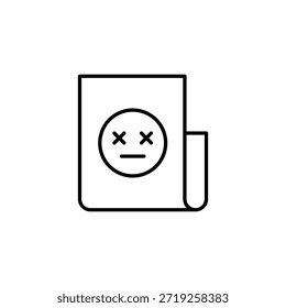 Documento Com Grimace Face, Ícone De Contorno, Estado Inativo,