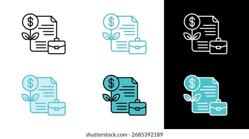 Documento con el creciente icono del dólar para la inversión empresarial y el crecimiento financiero en línea y estilo de relleno