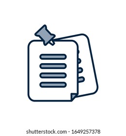 Diseño de iconos de estilo de medio color de la mitad de línea de documento, almacenamiento de archivos de datos organización oficina empresarial e información Tema vectorial