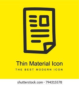 Document hand drawn outline bright yellow material minimal icon or logo design
