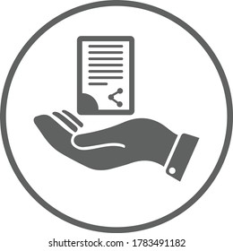 Document handover icon / gray vector