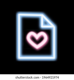 Document with heart neon effect