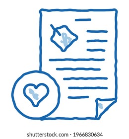 Document Heart sketch icon vector. Hand drawn blue doodle line art Document Heart sign. isolated symbol illustration