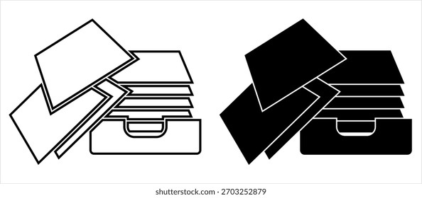 Icono de la bandeja del tenedor del documento, ilustración del Arte vectorial de la bandeja del tenedor de papel de la oficina