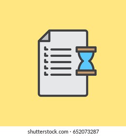 Document And Hourglass Filled Outline Icon, Vector Sign, Order, Purchase History Colorful Illustration