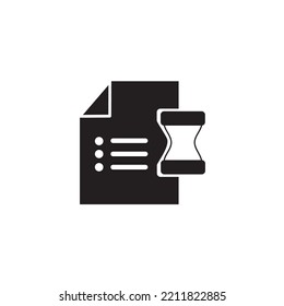            Vector de ícono de documento y vidrio de color, signo plano relleno, pictograma sólido aislado en blanco. Orden, símbolo del historial de compra, ilustración del logotipo.
