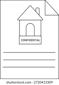 A document with a house icon marked confidential and three lines for writing