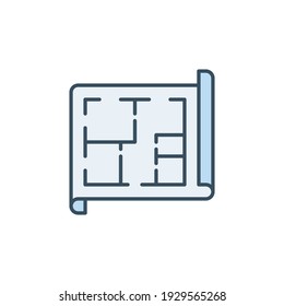 Document with House Plan vector concept blue icon or logo element