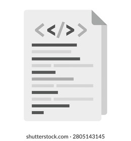 Document with html code symbols on top, coding webpage, programming concept