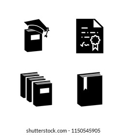 document icon. 4 document set with contract and book vector icons for web and mobile app