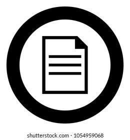 Document icon black color in circle
