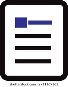Document icon with blue title line. Represents files, notes, content, reports, and office documents.